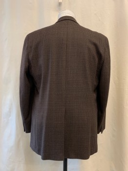 Mens, Sportcoat/Blazer, CHAPS, Brown, Navy Blue, Wool, Plaid, 46 L, Notched Lapel, Collar Attached, 3 Pockets, 2 Buttons,