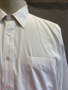 Mens, Dress Shirt, NORDSTROM, White, Cotton, Solid, 33, 17.5/, C.A., Button Front, L/S, 1 Chest Pocket