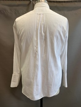 Mens, Dress Shirt, NORDSTROM, White, Cotton, Solid, 33, 17.5/, C.A., Button Front, L/S, 1 Chest Pocket