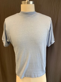 Mens, T-shirt, PETER POPOVITCH, Baby Blue, Polyester, Cotton, Solid, S, S/S, High CN,