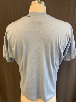 Mens, T-shirt, PETER POPOVITCH, Baby Blue, Polyester, Cotton, Solid, S, S/S, High CN,