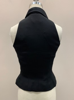 Womens, Evening Tops, ANNIE REVA, Black, Acetate, Viscose, Solid, B30, XS, W24, Vest Top, Sleeveless, Collar Attached, Button Front,