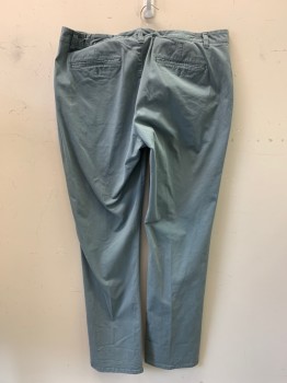 Mens, Casual Pants, BONOBOS, Steel Blue, Cotton, Solid, 40/34, F.F, Side Pockets, Zip Front, Belt Loops