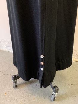 NL, Black, Wool, Solid, Full Length, Faille, front Tabs and Side Bottom Detail with Mother of Peal Button,tiny Holes Thoughout
