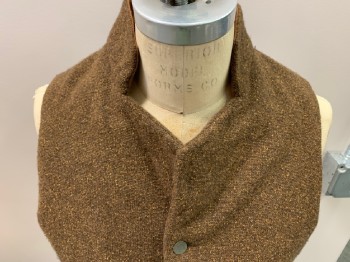 WESTERN COSTUME CO, Brown, Lt Brown, Wool, Cotton, Tweed, 5 Button, Stand Collar, 2 Pockets,