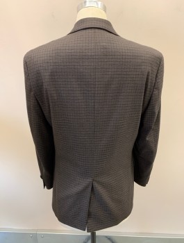 Mens, Sportcoat/Blazer, RALPH LAUREN, Navy Blue, Blue, Brown, Polyester, Viscose, Plaid-  Windowpane, 38R, Single Breasted, 2 Buttons, 3 Pockets, Notched Lapel, Single Vent **MULTIPLES