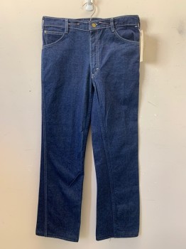Mens, Jeans, GAP, Denim Blue, Cotton, Solid, 32/32, F.F, Top Pockets, Zip Front, Belt Loops