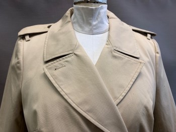 J CREW, Lt Beige, Cotton, Solid, Double Breasted, 2 Pockets, With Belt, Epaulets,