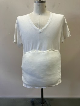 Unisex, Fat Padding, HANES , L, White Cotton V-N, S/S, T-shirt with Poly Filled T-shirt Fabric Pouch