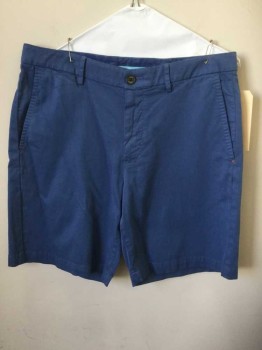 Mens, Shorts, TOMMY BAHAMA, French Blue, Cotton, Solid, 32, Flat Front, Belt Loops, Zip Fly, 5 + Pockets (including Watch Pocket)
