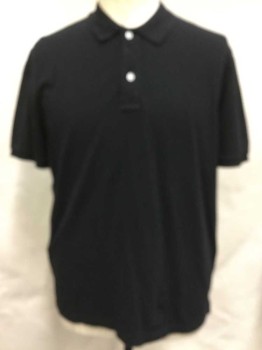 AXIST, Black, Polyester, Solid, Collar Attached, 2 Button Front, Short Sleeves