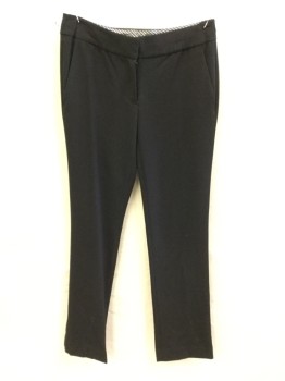 Womens, Slacks, VINCE CAMUTO, Black, Polyester, Solid, 0, Flat Front, 4 Pockets, Waistband, Zip Front,