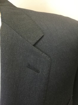 CANALI, Charcoal Gray, Wool, Solid, Single Breasted, Notched Lapel, 2 Buttons, 3 Pockets, Solid Black Lining
