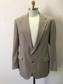 Mens, 1990s Vintage, Suit, Jacket, POLO UNIVERSITY CLUB, Khaki Brown, Wool, Solid, 46L, Single Breasted, Collar Attached, Notched Lapel, 2 Buttons,  3 Pockets
