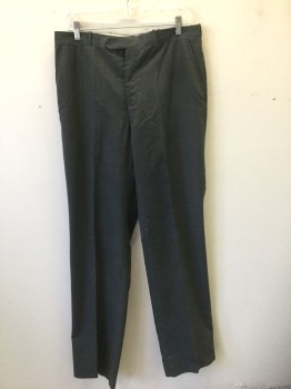 GIVENCHY, Gray, Wool, with White Dotted Pinstripes, Flat Front, Button Tab Waist, Zip Fly, 4 Pockets,