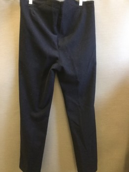MTO, Navy Blue, Wool, Solid, Flat Front, Button Fly, Slit Pockets, Suspender Buttons,