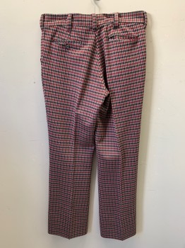 Mens, Pants, N/L, Red, Black, Gray, Polyester, Plaid, 34/33, Flat Front, Zip Fly, 4 Pockets, Belt Loops