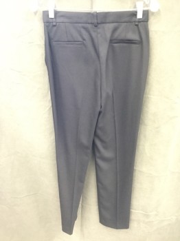 Womens, Suit, Pants, MASSIMO DUTTI, Black, Wool, Solid, 4, Twill, Flat Front, Zip Fly, Belt Loops, 4 Pockets