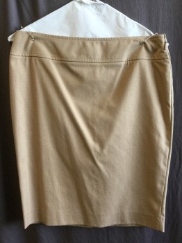 Womens, Skirt, Knee Length, GUCCI, Beige, Brown, Cotton, Spandex, Grid , 28, 2.5 Waistband with Short Leather Tan Belt with Brown/tan Wooden Buckle Back, Side Zip, Split Back Center Hem