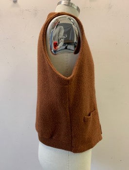 Mens, Vest, PANINI, Brown, Wool, Polyester, Solid, XL, Button Front, 2 Pockets,