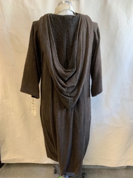 Mens, Historical Fiction Robe, MTO, Brown, Solid, C30, Jedi Robe, Aged & Distressed, With Hood, Velcro Attachment