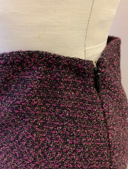 Womens, Suit, Skirt, ST.JOHN, Black, Pink, Gold, Rayon, Acrylic, Speckled, Ombre, Sz.2, Pencil Skirt, Knit, Flecks of Iridescent Gold Throughout, Knee Length, Invisible Zipper at Side