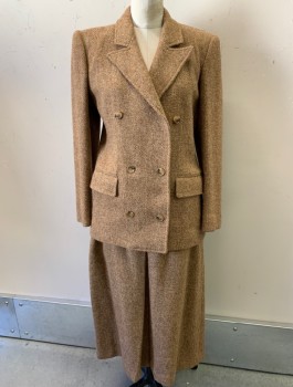 N/L, Lt Brown, Wool, Solid, Heavyweight Fabric, Double Breasted, Peaked Lapel, 2 Pockets, Padded Shoulders, Caramel Lining