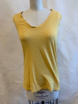 Womens, Top, CASLON, Butter Yellow, Cotton, Solid, XS, Scoop Neck, Slvls,