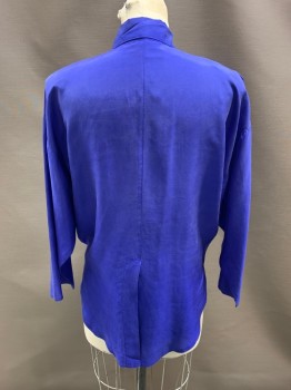 SOPHISTICATED, Royal Blue, Silk, C.A., B.F., L/S, 2 Pckts, Sunburnt Shoulders