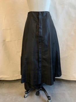 MTO, Black, Silk, Solid, Hook & Eyes Closure, Buttons Down Front, Over skirt, Gathered Waist *Aged/Distressed*