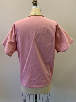 Unisex, Scrub Top, NO LABEL, Pink, Polyester, Cotton, Solid, S, S/S, V Neck, Chest Pocket,