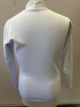 Unisex, Sci-Fi/Fantasy Top, NO LABEL, White, Synthetic, Solid, XlL, Mock Neck, L/S,