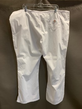 DICKIES, White, Poly/Cotton, Solid, Drawstring Waistband, 3 Pckts,