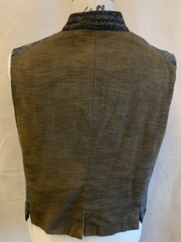 WESTERN COSTUME CO., Black, Gray, Wool, Cotton, Stripes, Stand Collar, Lapel, Button Front, 2 Pockets, Slits @ Sides & Back, Tweed, Metal Buttons, Solid Textured Back