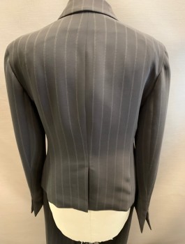 Womens, Suit, Jacket, ANNE KLEIN, Brown, Polyester, Acetate, Stripes, B36, 4, Light Brown & White Stitched Stripes , Notched Lapel, 2 Button Front, 2 Faxux Pockets