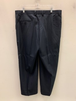 Mens, Suit, Pants, Bond St Custom , Black, Wool, Solid, 40/28, Flat Front, Side Pockets, Zip Front, Belt Loops