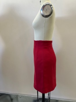 GIANFRANCO FERRE5, Red, Wool, Solid, Straight To Knee, Double Darts Front And Back, Back Zip, Back Slit