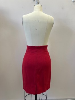 GIANFRANCO FERRE5, Red, Wool, Solid, Straight To Knee, Double Darts Front And Back, Back Zip, Back Slit
