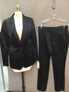 Womens, Suit, Jacket, HELMUT LANG, Black, Silk, Solid, 10, JACKET:   Notched Lapel, Single Breasted, 2 Button Front, 2 Pockets Bottom W/flap,  Long Sleeves, See Photo Attached,