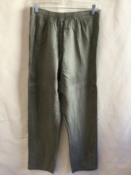 FOX 49, Olive Green, Linen, Solid, 1.25 Waist Band Front & Elastic Back, Flat Front, Zip Front,