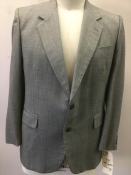 N/L, Cream, Black, Wool, Herringbone, 2 Buttons,  Notched Lapel, 3 Pockets,