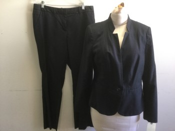 Womens, Suit, Jacket, WORTHINGTON, Navy Blue, Red, Blue, Polyester, Rayon, Speckled, B: 38, 12, W:32, 1 Button, Inverted Notch Lapel, 2 Pockets,