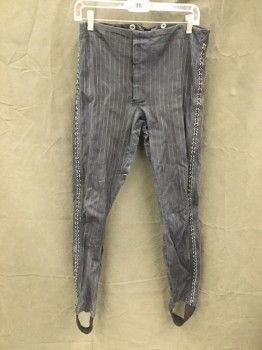 MTO, Navy Blue, Silver, Synthetic, SUIT of ARMOR: Pants:Navy with Silver Embroidered Stripes, Velcro Fly, Rubber Chain Mail Side Seam Hem, Elastic Stirrups, Lace Up Center Back Waist, Suspender Buttons