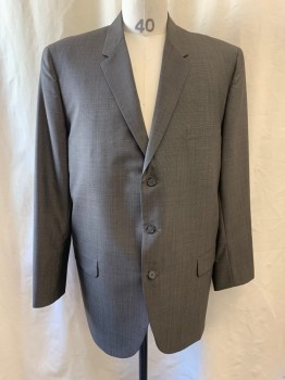 NL, Dk Gray, Wool, Solid, Notched Lapel, Single Breasted, Button Front, 3 Buttons