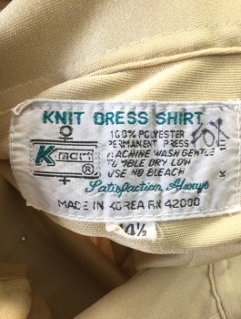 KMART, Gold, Polyester, Solid, Stretchy Material, Short Sleeve Button Front, Collar Attached, 1 Patch Pocket,
