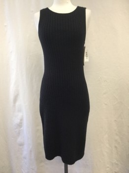G.A.S, Black, Acrylic, Solid, Ribbed Knit, Round Neck, Sleeveless