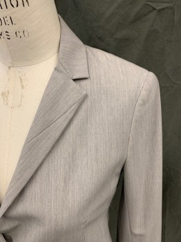 THEORY, Lt Gray, Wool, Heathered, Single Breasted, Notched Lapel, Seam Through Lapel, 1 Button, 2 Pockets