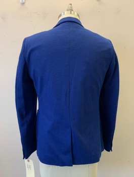 Mens, Sportcoat/Blazer, GIANNI FERAUD, Royal Blue, Polyester, Rayon, Solid, 44, Notched Lapel, Collar Attached, 2 Buttons,  3 Pockets,