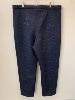 NO LABEL, Navy Blue, Polyester, Abstract , F.F, Texture Fabric, Zip Front, Made To Order