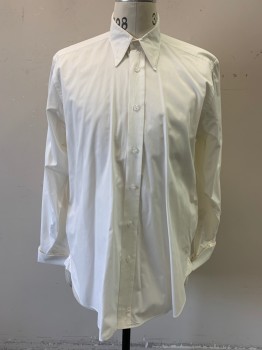 Mens, Dress Shirt, DARCY, White, Cotton, Solid, 34, 15.5, Button Front, Long Sleeves, French Cuffs,  Long Pointed Collar